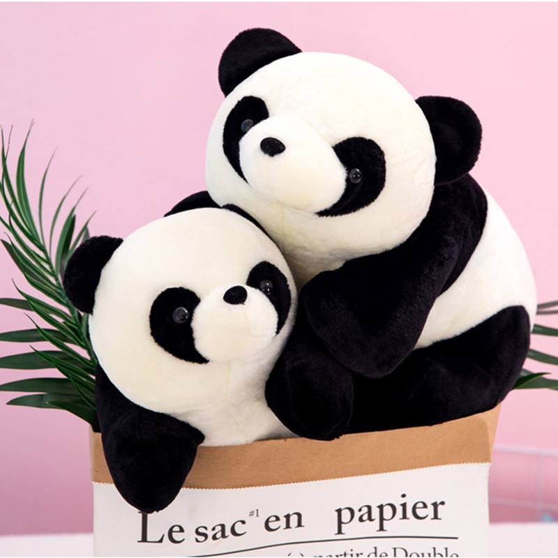 Mainan Boneka Bantal Stuffed Plush Panda 25CM 35CM Bahan Katun PP Untuk Hadiah Ulang Tahun Anak