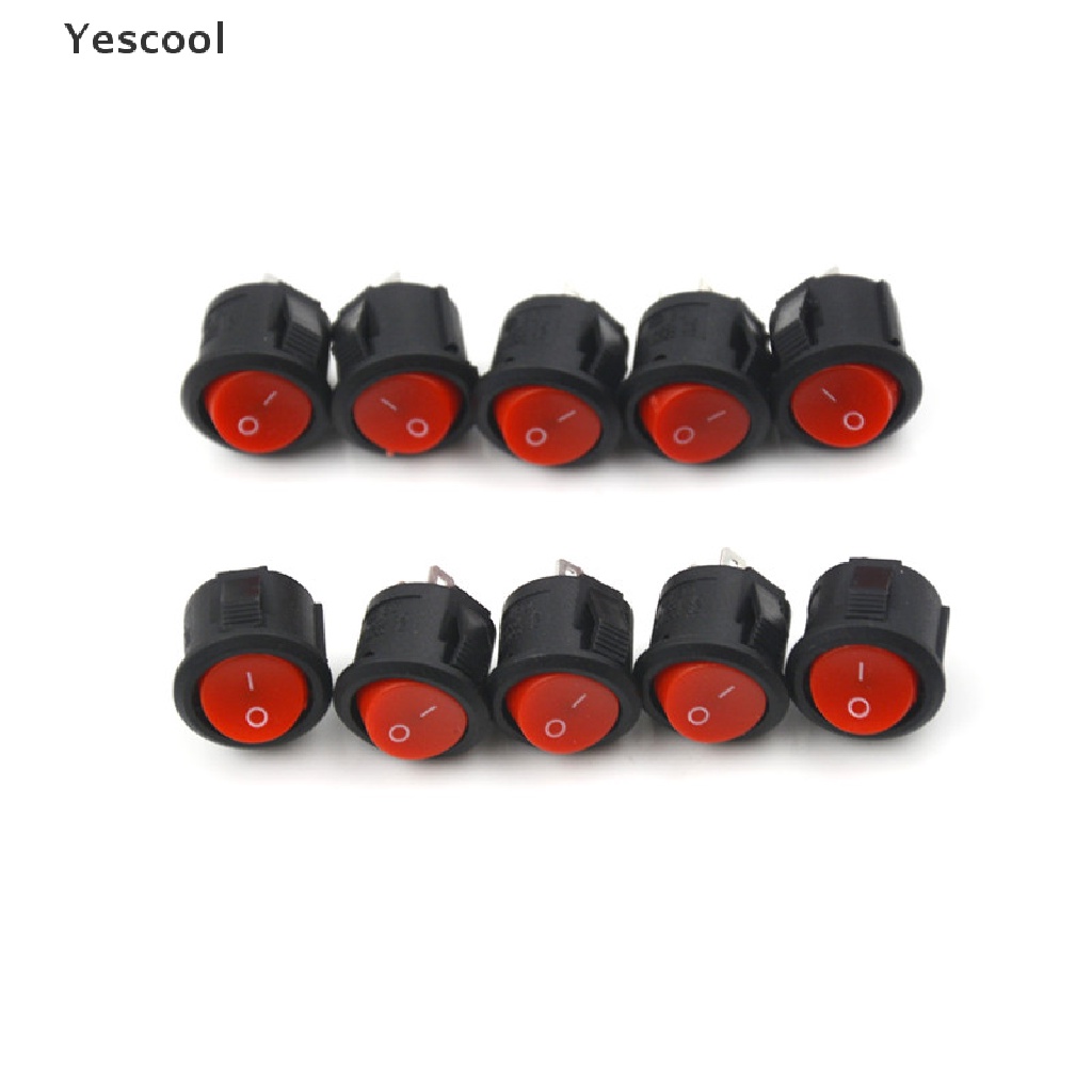 Yescool 10Pcs Saklar Rocker Switch ON-OFF Mini 2-Pin Diameter 16mm 3A / 250V Untuk Perahu