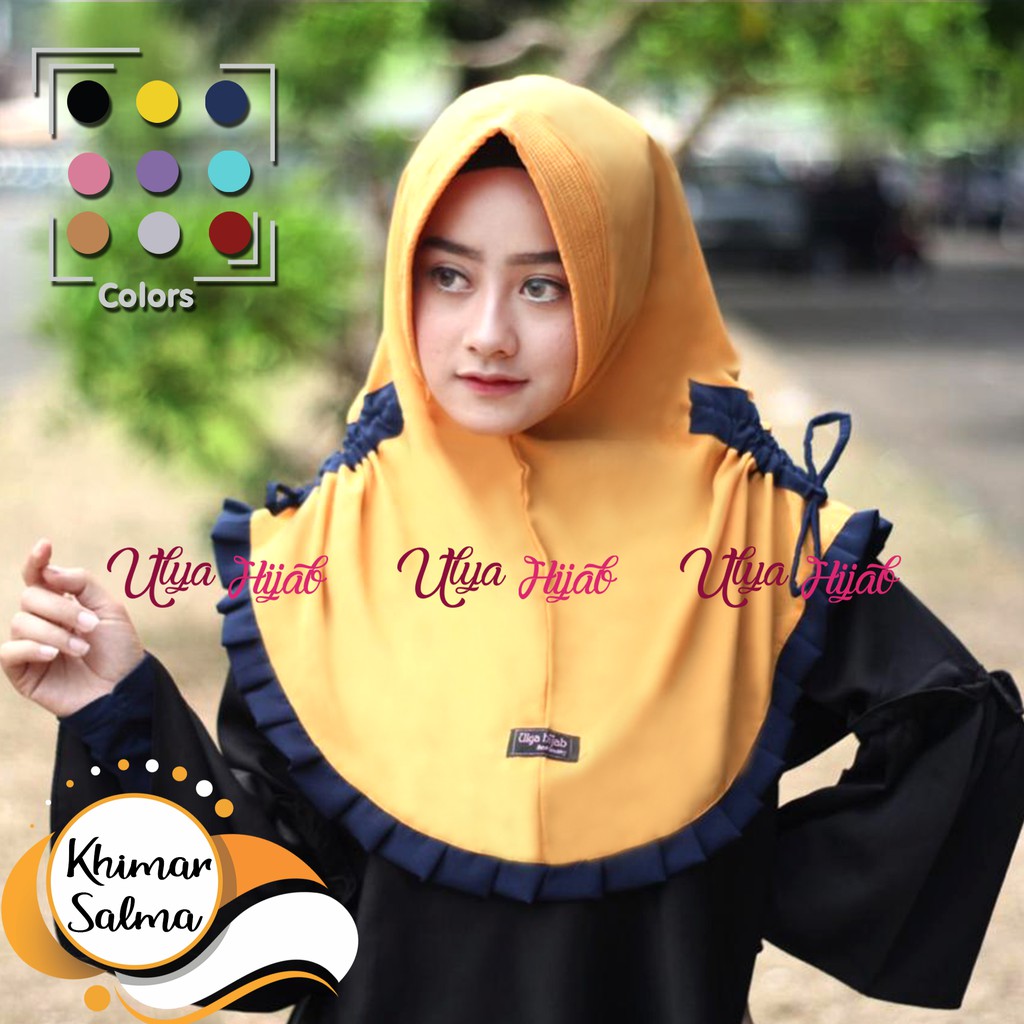 Jilbab ulya  Hjab Khimar Instant Salma merek ulya hijab merk ulya hijab Exlusive Bordir pada Ped