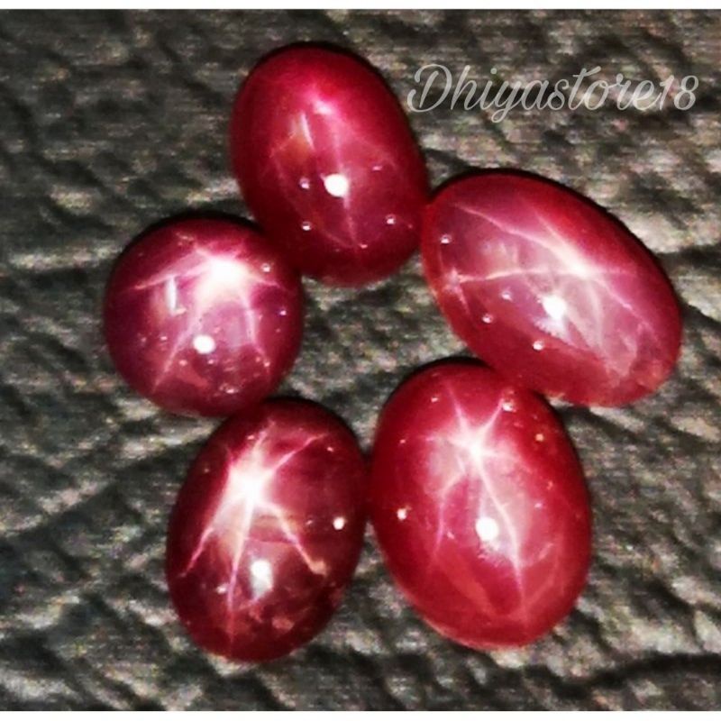 Natural Cincin Permata Red Ruby Star 6 Rays Tajam Crystal Termurah