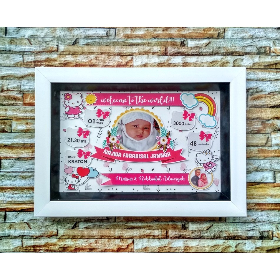 Biodata Bayi 3D Perempuan Bingkai 3D - Biodata Anak Frame Pop Up