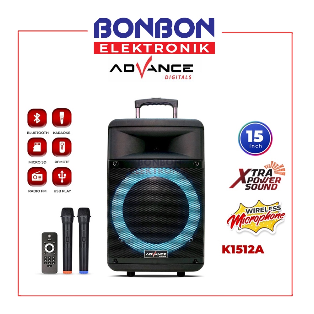 Advance Speaker Meeting Bluetooth Aktif 15&quot; K1512A + 2 Mic Karaoke