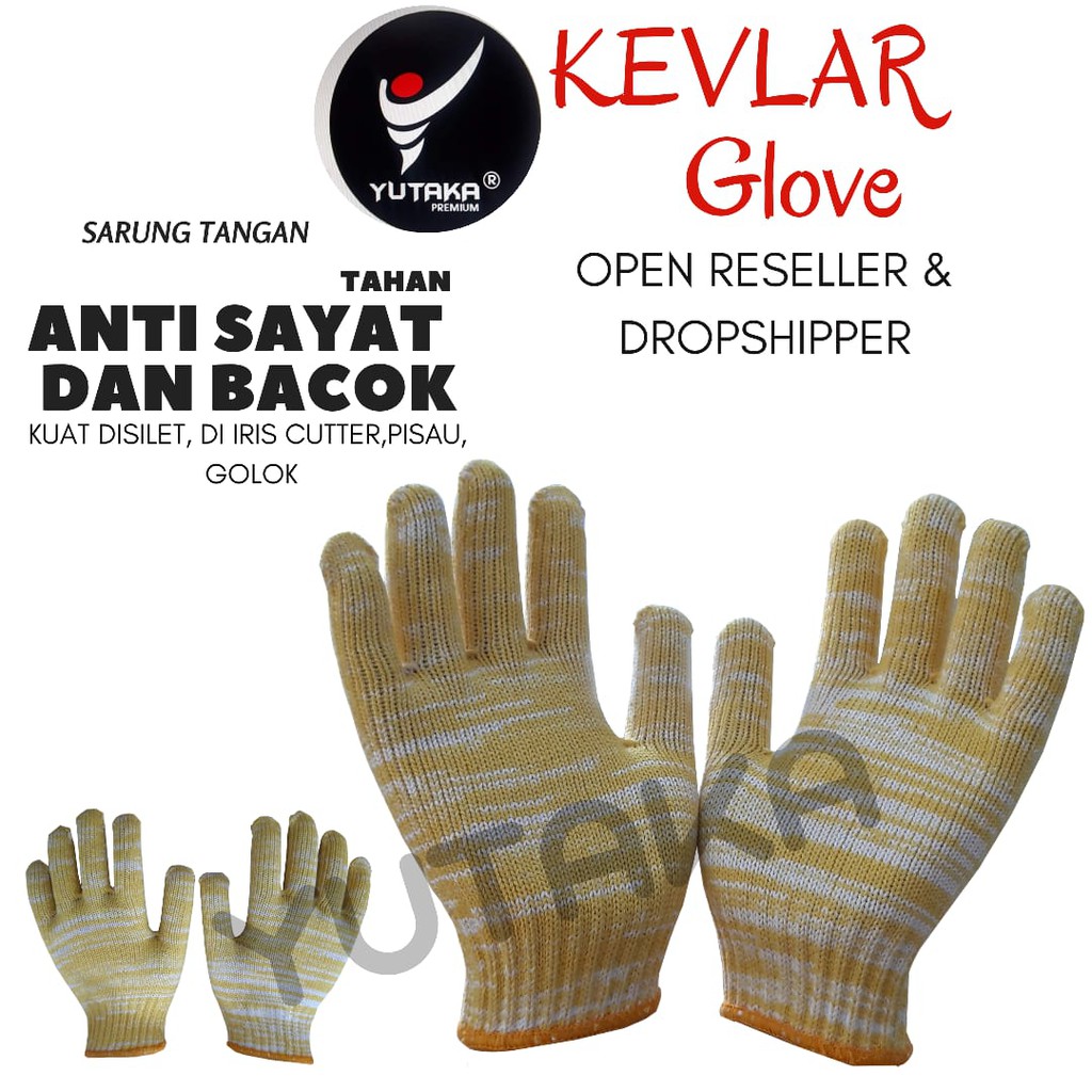 SARUNG TANGAN ANTI BACOK Dan SAYAT Atau KEVLAR 10INCH Kuning