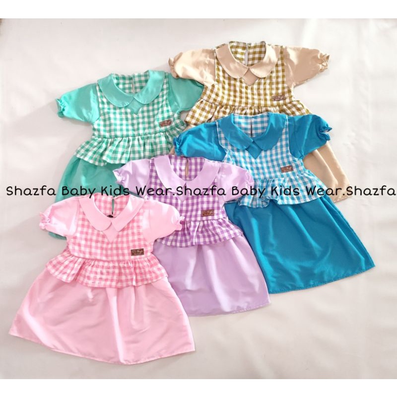 DRESS KOTAK / DRESS ANAK PEREMPUAN 3 BULAN - 6 TAHUN / DRESS KEKINIAN / DRESS ANDIN / DRESS MURAH / SETELAN ANDIN