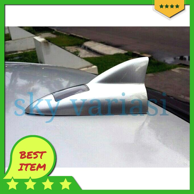 antena mobil sirip hiu warna silver lampu led kecil variasi modifikasi mobil racing murah