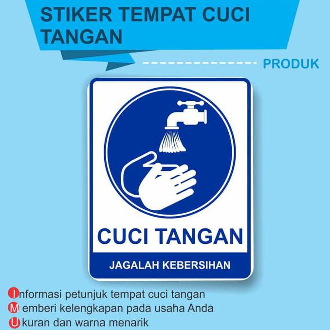 STIKER Petunjuk Tempat Cuci Tangan untuk kantor tempat 