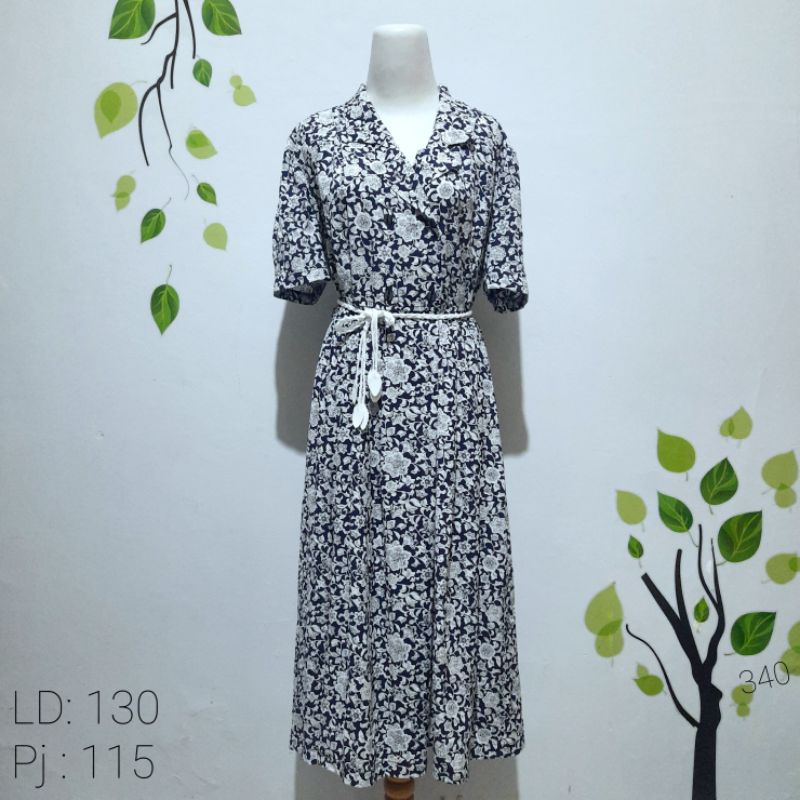 Preloved dress vintage bunga lengan pendek jumbo