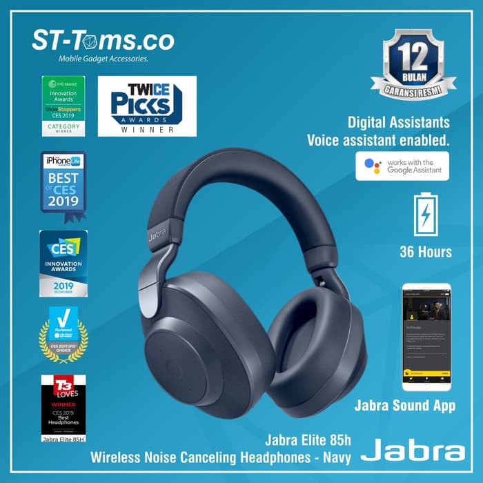 Jabra Elite 85h Wireless Noise Canceling Headphones - Navy