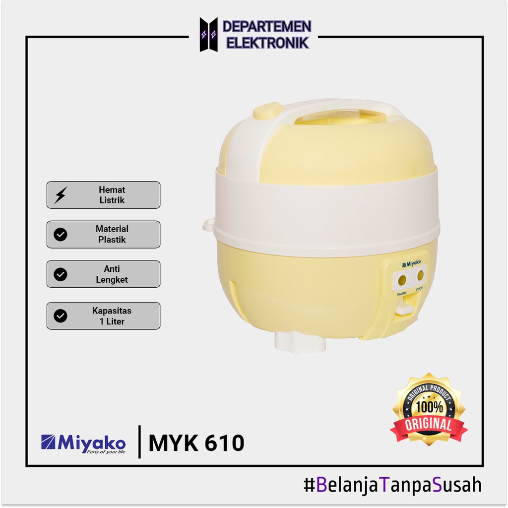 Miyako Magic Com MCM 610 / Rice Cooker MCM 610 - Yellow - [1L] MURAH BANGET / GARANSI RESMI