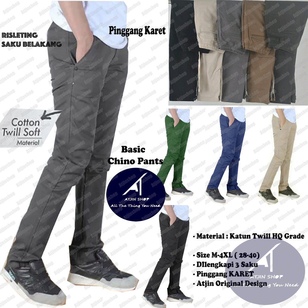 Celana Panjang Chino Pria Basic Katun Stretch Lembut Murah Kualitas Premium