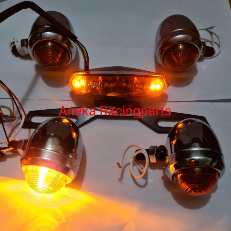 lampu stop variasi rx king tiger cb dll model led 3 in 1 satu set sepasang sen krum depan blkg