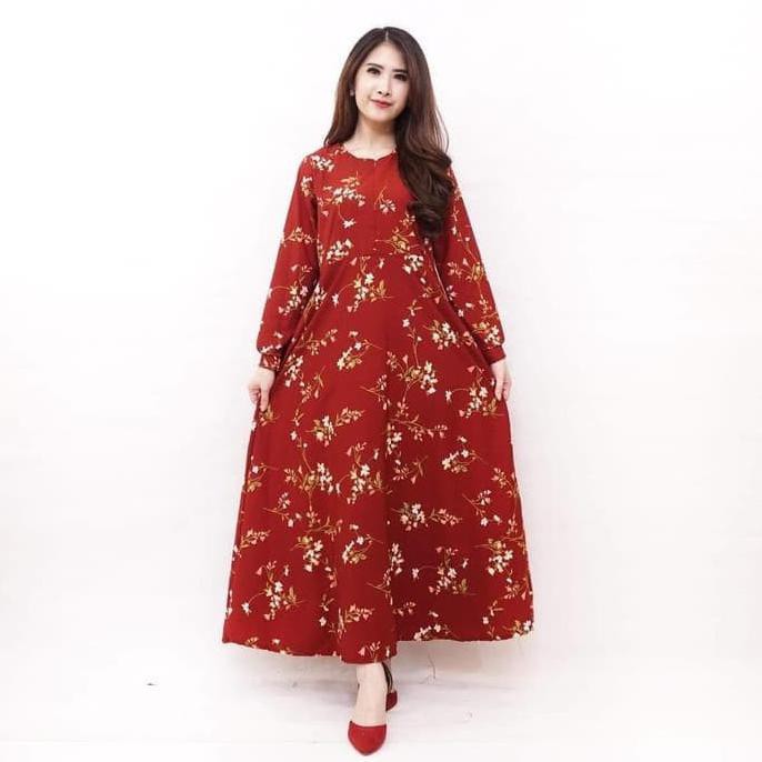 TERMURAH Fedora Fashion Konveksi ADELLIA DRESS GAMIS MONALISA MUSLIMAH #668 - MAROON