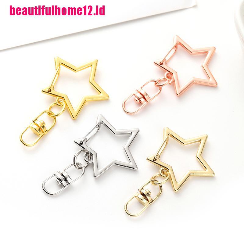 10pcs Gantungan Kunci Bentuk Bintang Pentagram Hollow DIY