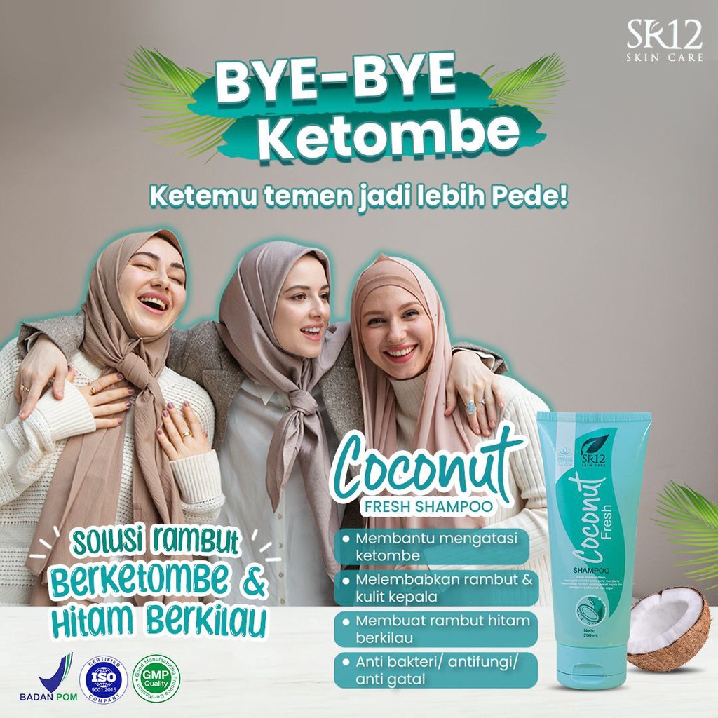 Shampoo SR12 Coconut Fresh Pump 280ml Anti Ketombe Dandruff GMP BPOM