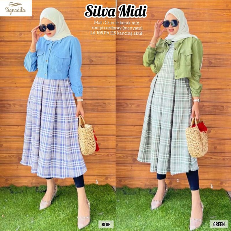 SILVA MIDI • Bahan Crinkle Kotak Mix