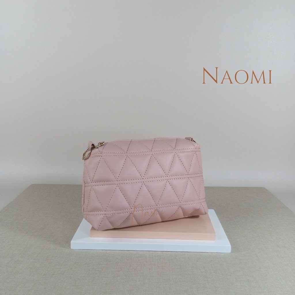 NAOMI - SALE Marceline Sling Bag Kulit Sintetis PU - Tas Harian Simple Daily - Ringan Enteng Lembut Rantai - Tas Fashion Wanita Dewasa Motif Triangle 6 Warna - Tas Selempang simple Impor - Tas Wanita - tas simple ringan - tas rantai - Naomi Bag