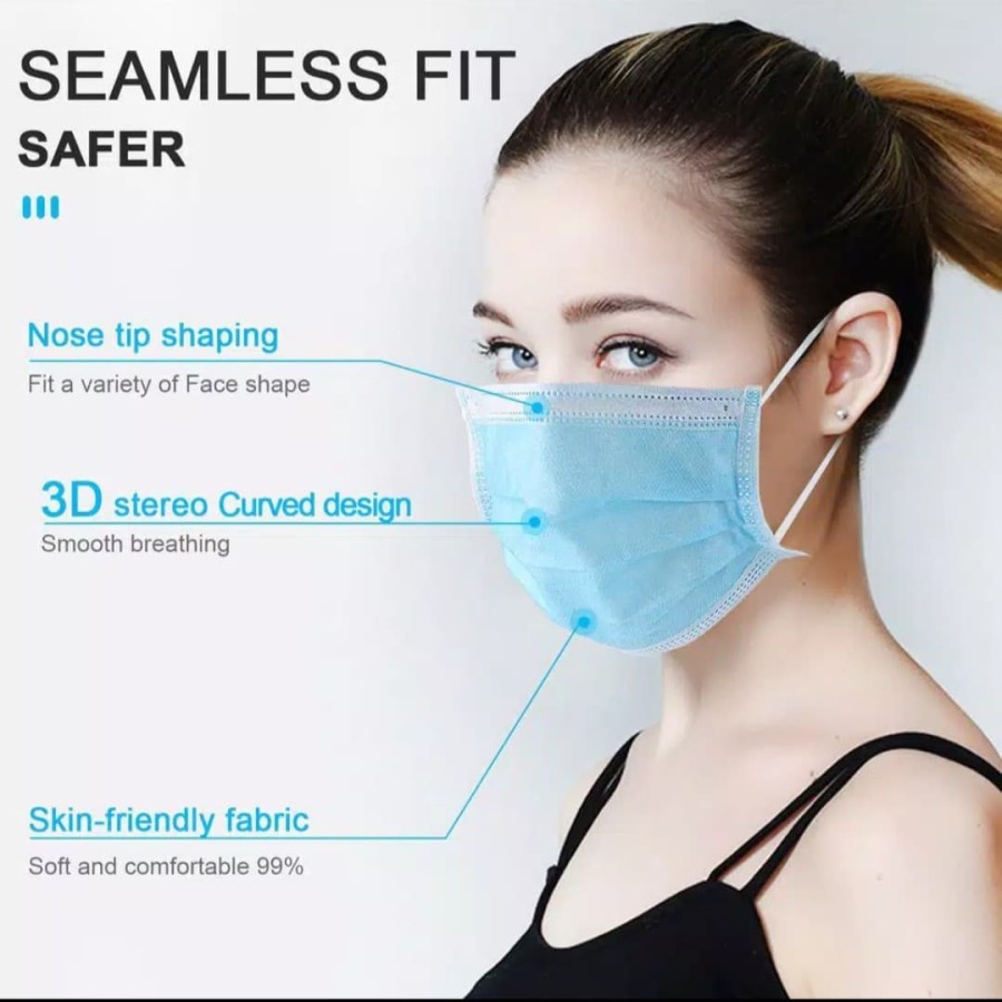 MASKER MEDIS DISPOSABLE 3 PLY ISI 50 PCS SURGICAL MASK