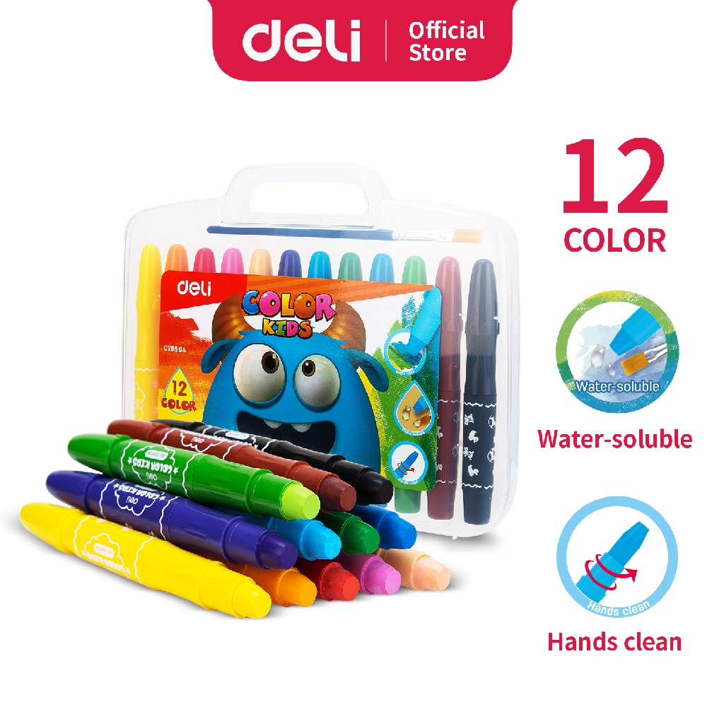 

Deli Krayon Gel 12 Warna / Box dapat dicampur air dengan menggunakan kuas EC20504