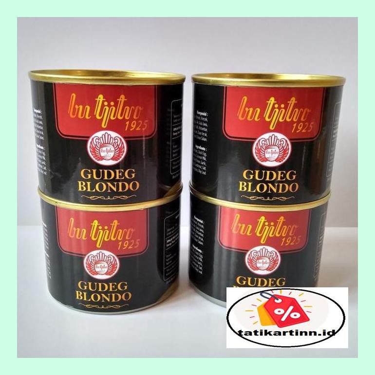 

T4Tksot Grosir Gudeg Kaleng Bu Tjitro 210Gr Original Pedas Blondo Rendang - 4 Pcs Blondo Sotytat