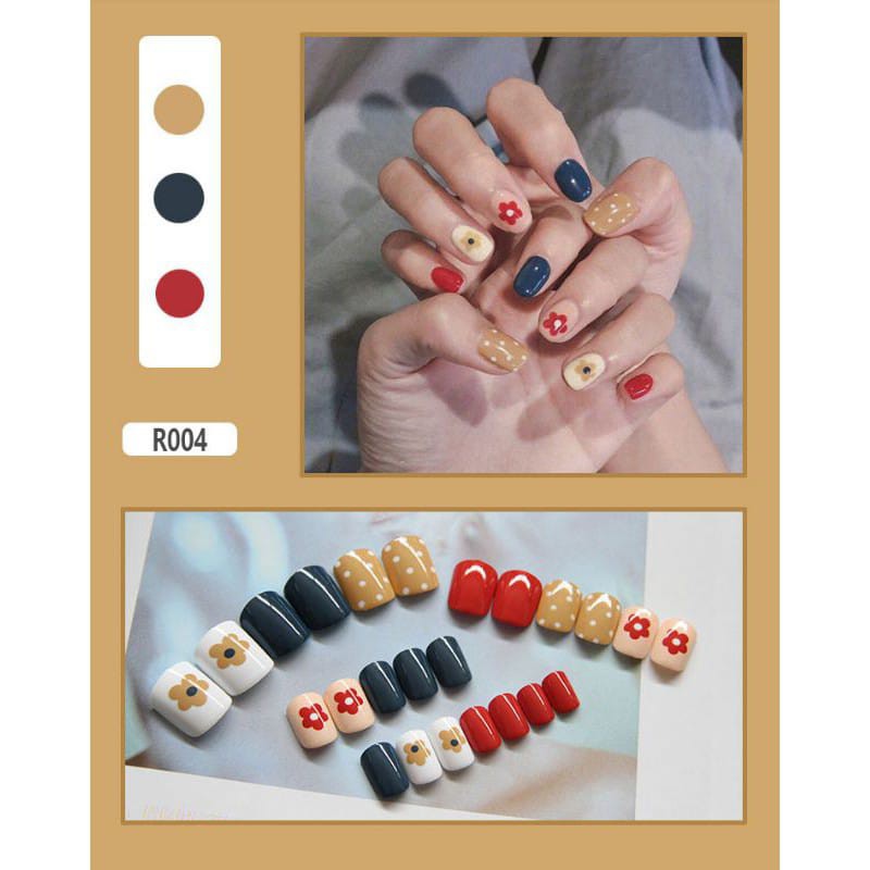 {R001-R020} kuku palsu fake nail art kode R [isi 24pcs + lem + box] kuku palsu R-Fake nail art R