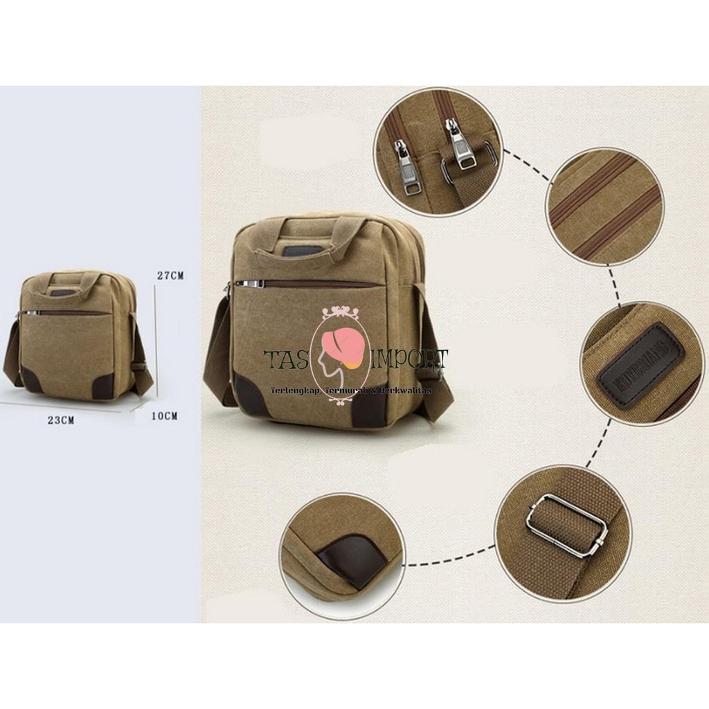 Murah Tas Selempang Kanvas Pria Wanita RYH - Tas Tenteng Kanvas Import