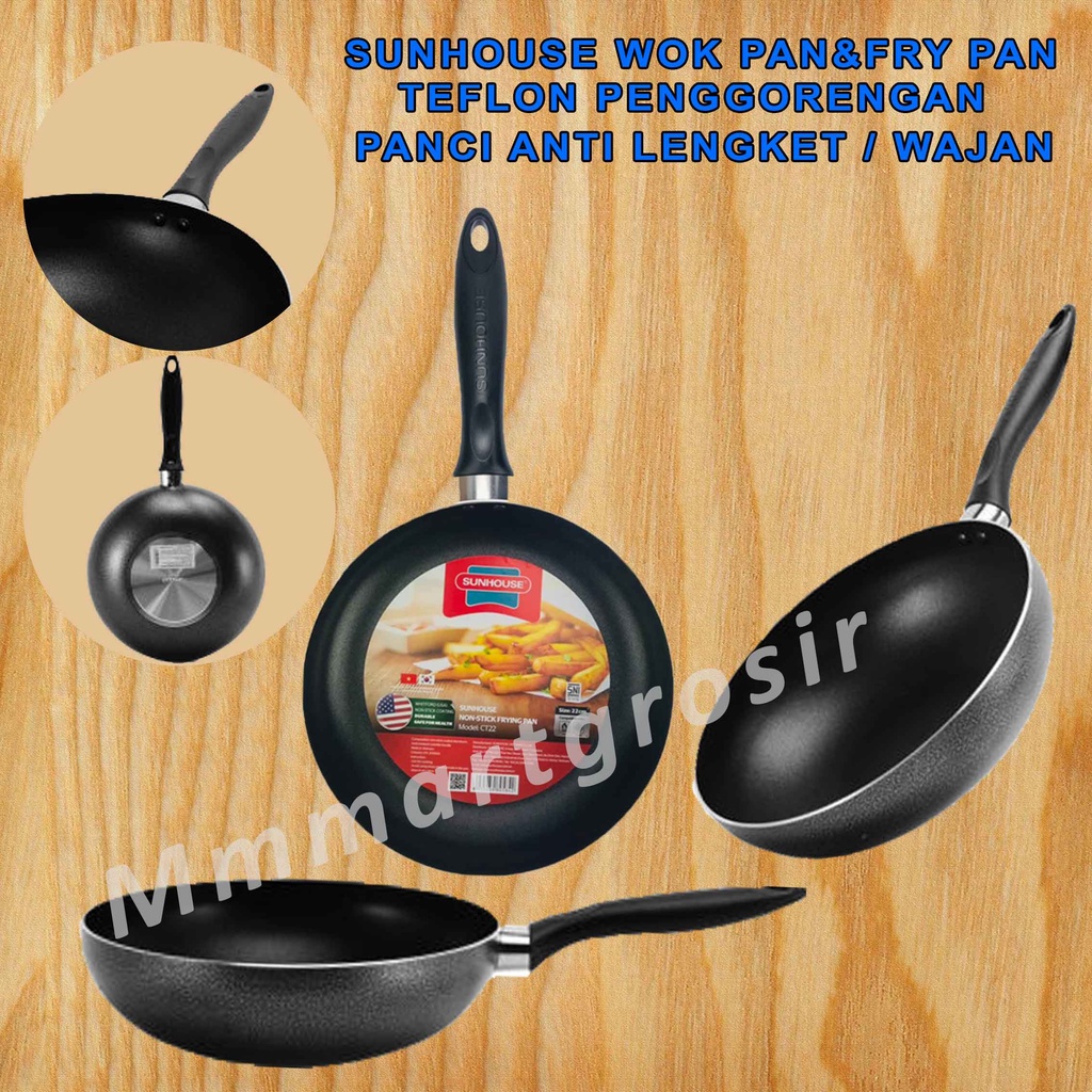 Sunhouse Wok Pan &amp; Fry Pan / Wajan Sunhouse / Teflon Penggorengan / Panci Anti Lengket