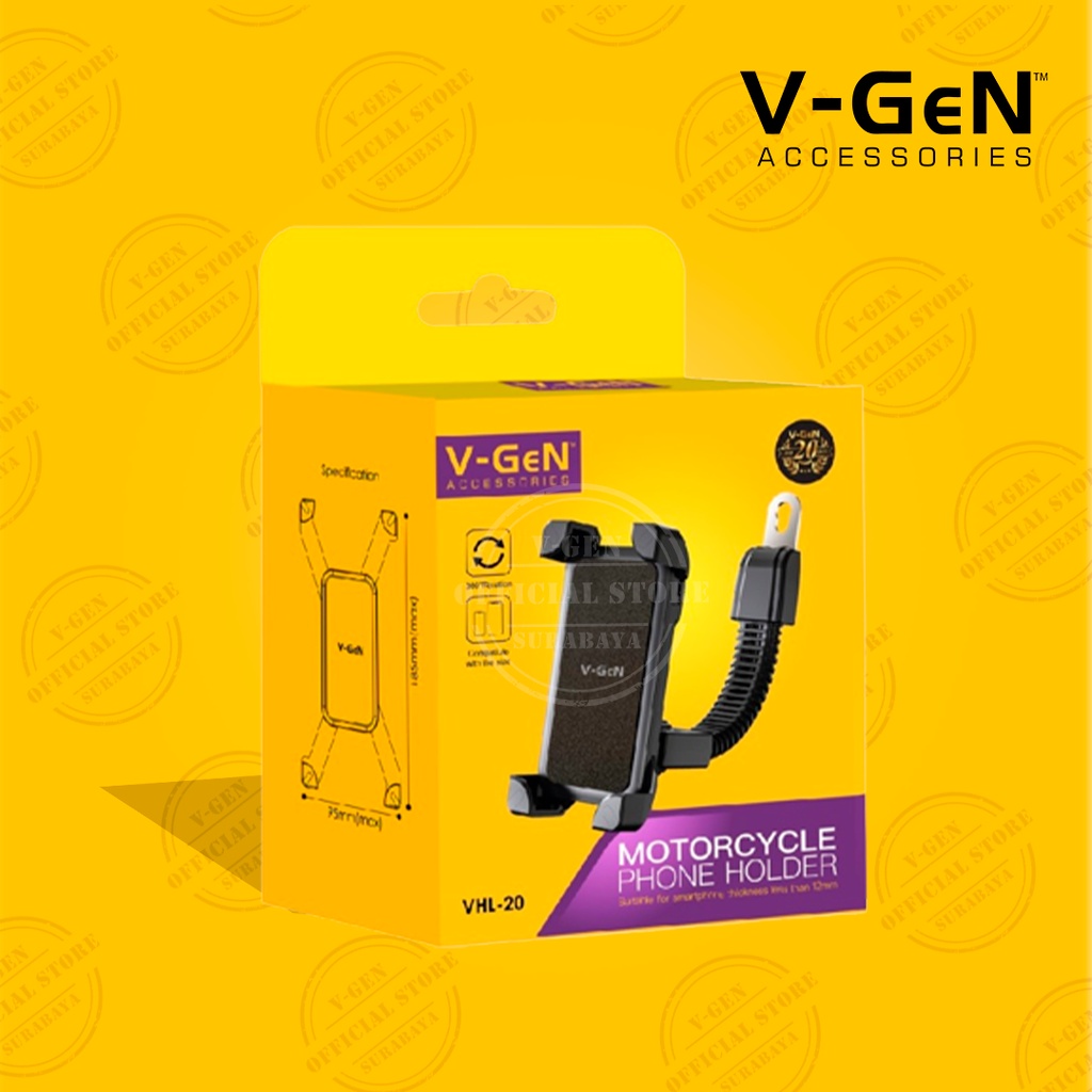 Motorcycle Phone Holder HP Sepeda Motor V-GeN VHL-20 Rotasi 360