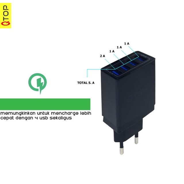 QTOP Adapter 4 Port Usb Charger Support Fast Charging [COD]