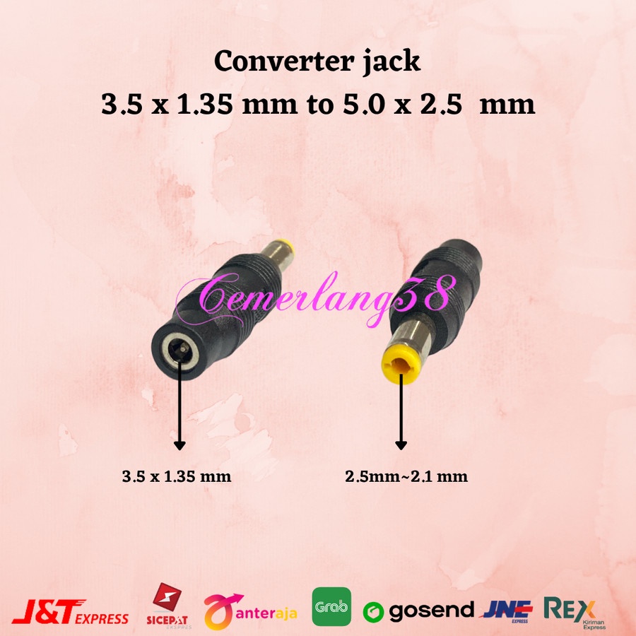 Sambungan Jack DC (K-B) 3.5 x 1.35 mm to 5.0 x 2.5 mm/Female to Male