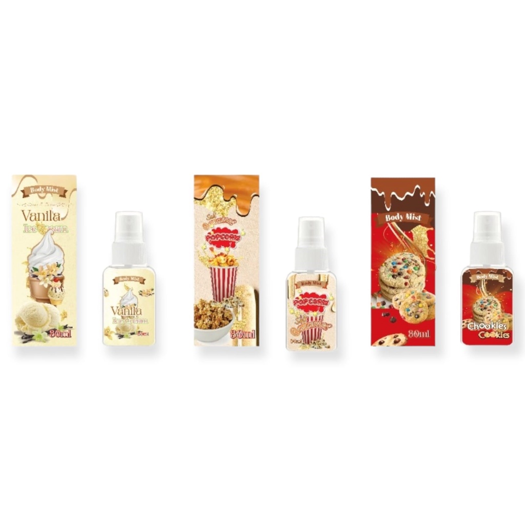 Kanzo - Paket Hemat 25 Pcs Body Mist 30ml / Paket Hemat 25 Pcs Parfum Popcorn 30ml / Parfum Pria &amp; Wanita Tahan Lama