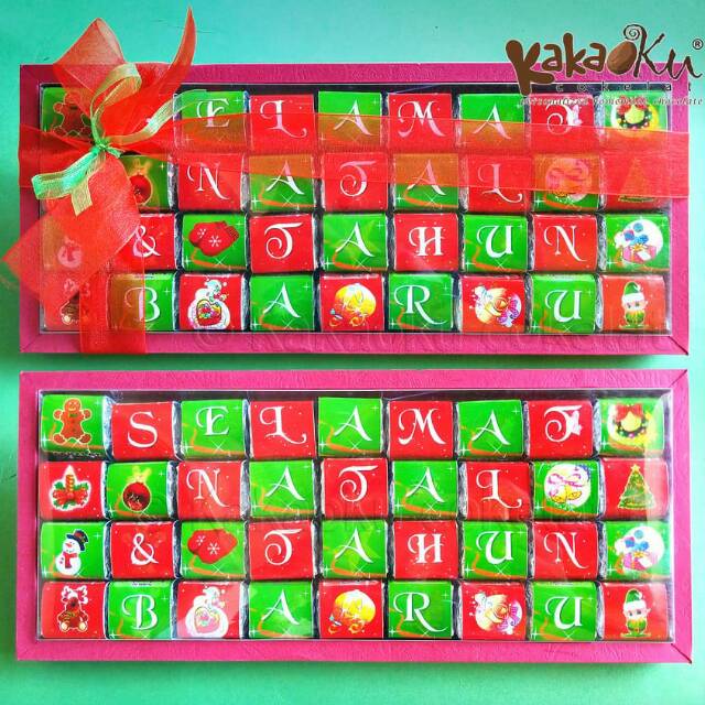 

Cokelat Praline Dadu Puzzle text Selamat Natal & Tahun Baru