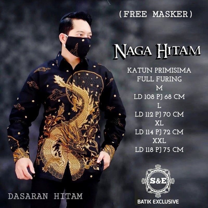 Hem  batik naga hitam