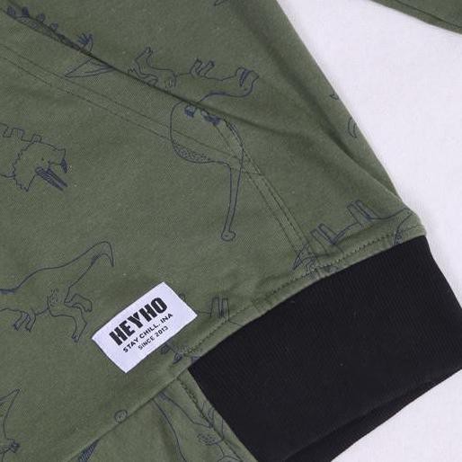 (FLASH SALE) Heyho Hoodie Zipper Dino Dark Green ..,.,,.