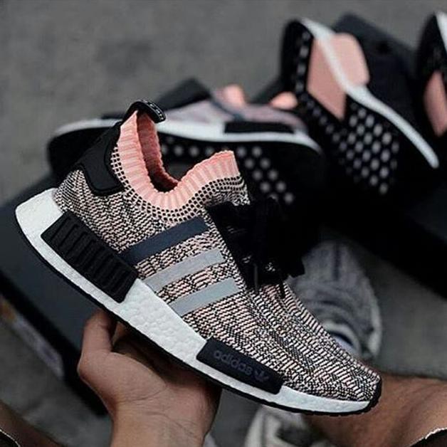 TERMURAH Adidas NMD R1 Tricolor " Salmon Pink " Premium Original ( Sepatu senam BBZ471