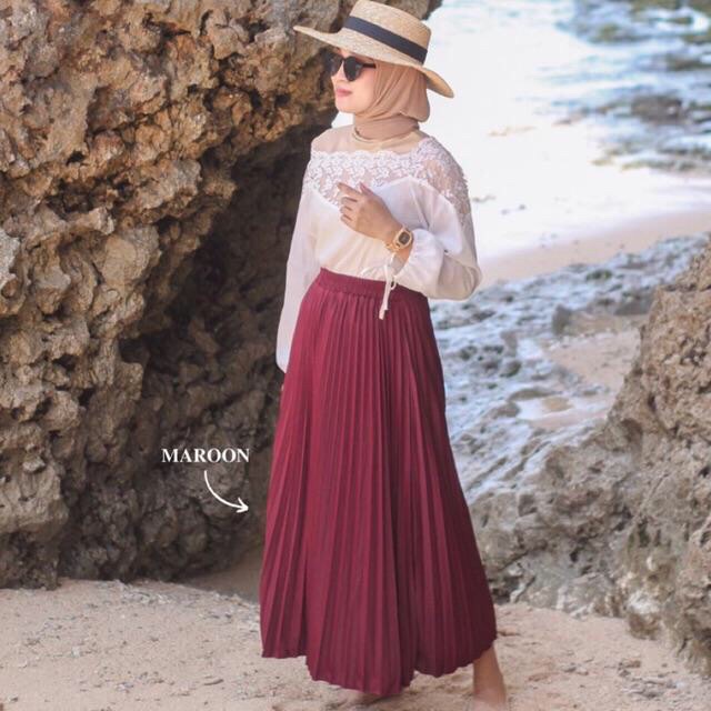 ROK PLISKET ROK PAYUNG PLEATED PREMIUM ROK PANJANG TANIA SKIRT MODELLANO SKIRT MURAH