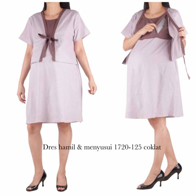 Baju hamil dress hamil dan menyusui 1720 coklat