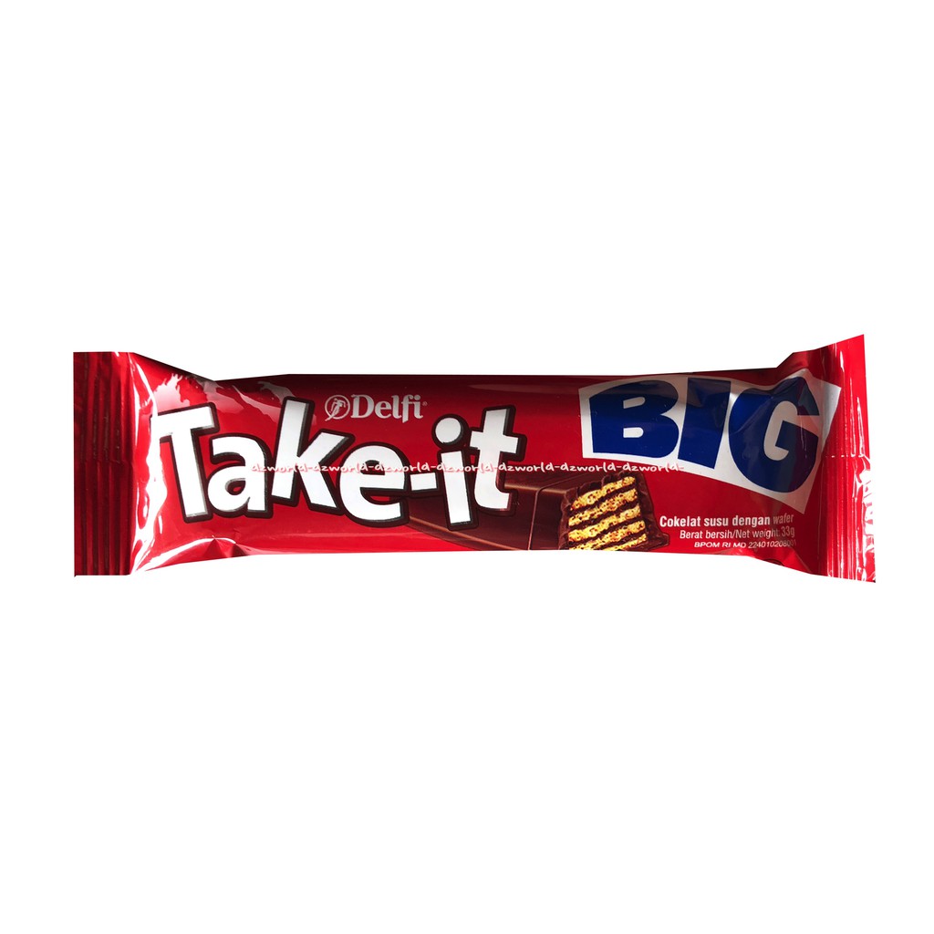 Delfi Take It Big 33gr Coklat Snack Wafer TakeIt 33gr Cokelat Susu Dengan Wafers Ukuran Lebih Besar Delvi Take-it Now Chocolate