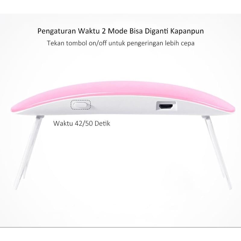 Lampu LED UV Mini 6W Portabel Nail Dryer Untuk Pengering Kutek Gel