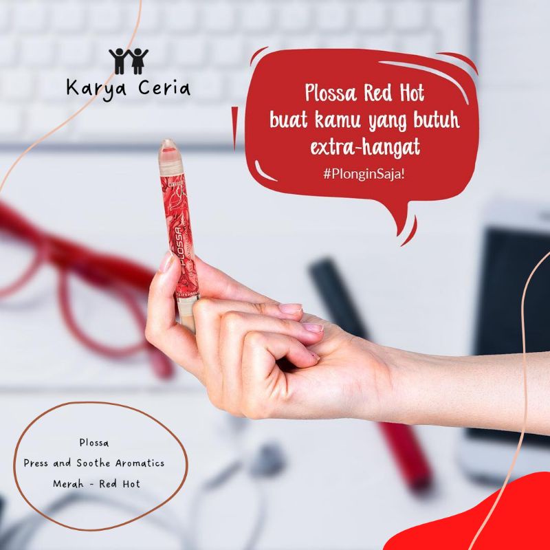 Plossa Merah Panasin Red Hot Extra Hangat Pegal Linu Essential Oil Pijat Kerokan Inhaler