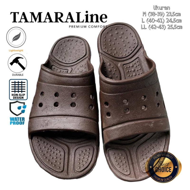 Sandal Selop Slide Slip on Karet Pria Dewasa / Remaja - TAMARALINE 188 / Bahan Premium Lentur Empuk Ringan Kuat Anti Slip Anti Air Model Sandal Casual Santai Rumah Hotel Outdoor Kamar Mandi Murah Original