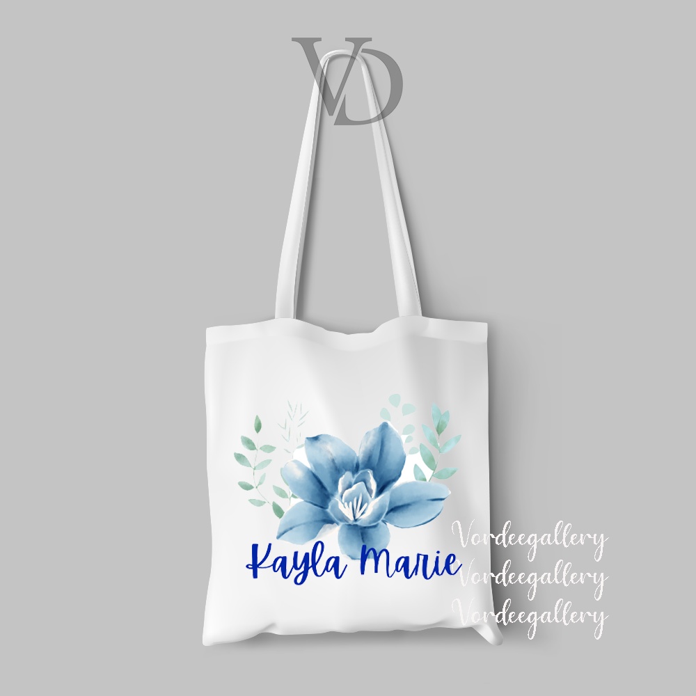 CUSTOM NAMA / TOTE BAG flower girl BAHAN KANVAS MOTIF nama / SOUVENIR WEDDING /  korean TOTE BAG / hadiah wedding / custom tote bag nama