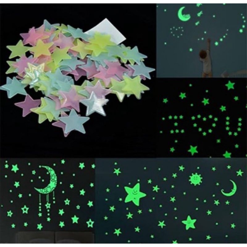 Glow in the dark/bintang glow in the dark/glow im the dark isi 100