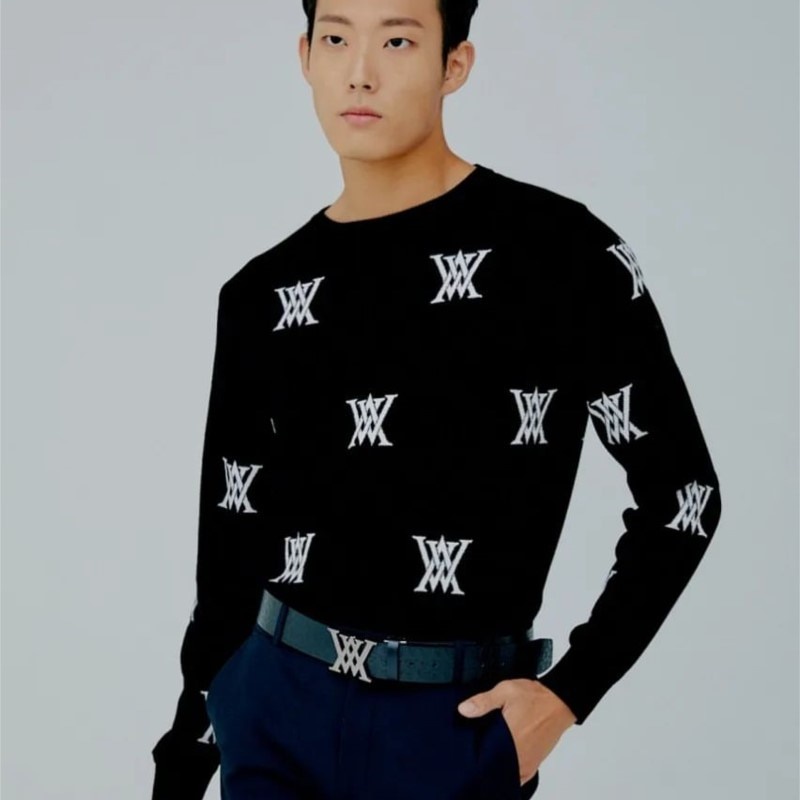 PREORDER Pakaian Golf Pria Leher Bulat Kaos Lengan Panjang Sweter Rajutan Musim Gugur dan Musim Ding