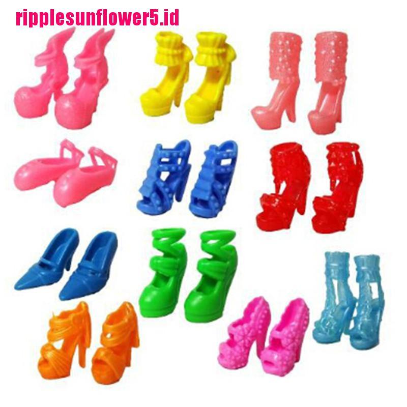 10pcs Dress Boneka Handmade + 10pcs Sepatu High Heels