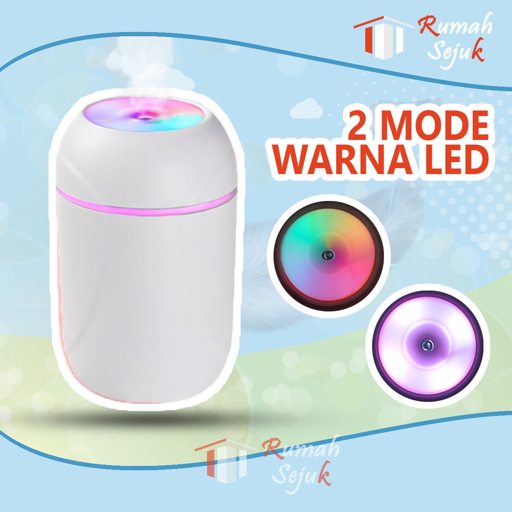 RS - Air Humidifier Diffuser Aromaterapi Alat Pengharum Ruangan Difuser Disfuser Unik Lucu Kucing RS-H32 Humdifier Purifier Difusser Defuser Humidifer Humadifier Humudifier Dispuser Humifider Portable Mobil Car Uap Hiasan Kamar Lampu LED Free Gratis Oil-White Bottle + 6 Oil