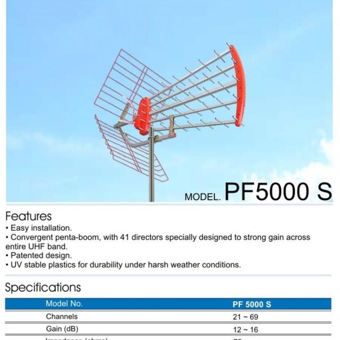 Antena Antenna TV Luar PF Goceng PF5000 Super High Gain UHF Pf 5000