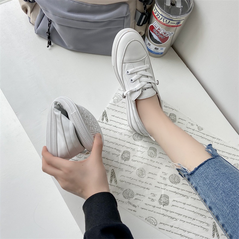 COD Sneakersdaily 3103 Sepatu Sneakers Kanvas Wanita Casual Sport Putih Tali