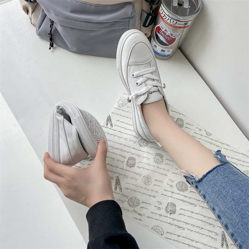 COD Sneakersdaily 3103 Sepatu Sneakers Kanvas Wanita Casual Sport Putih Tali