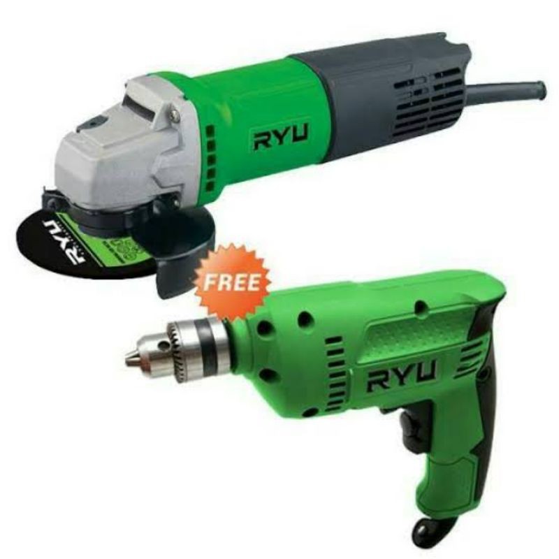 Paket Mesin Gerinda Bor 10mm Gerinda 4" Ryu