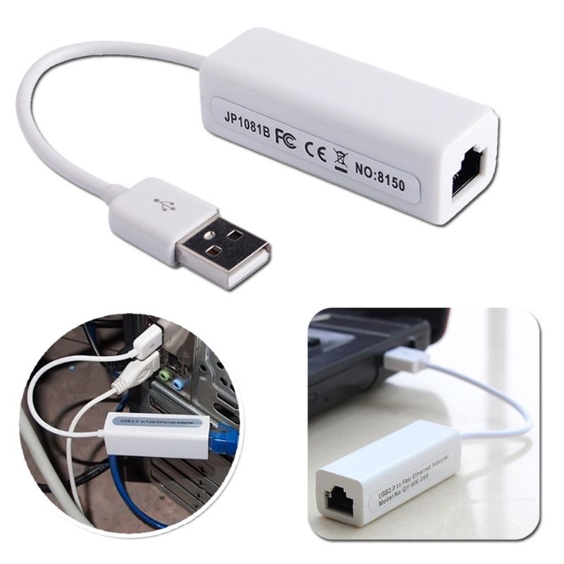 USB TO LAN USB 2.0 HIGH SPEED Ethernet Adapter Putih 100MBS